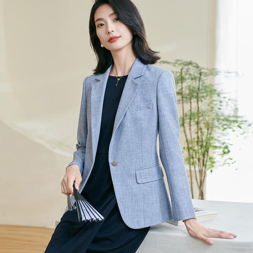 剩S 油画蓝西服外套 米思阳 一粒扣西服 2026春季新款高级感通勤百搭气质西装外套1120 商品图0