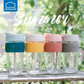 乐扣乐扣（LOCK&LOCK）咖啡手持玻璃杯男女学生便携吸管随手水杯子500ML粉色LLG699DPIK /厨具 /水具 /玻璃杯 商品图0
