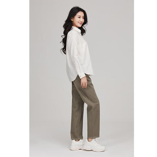 素道有机彩棉 纯色女士牛仔裤 白色长脚修身牛仔长裤 2024新款 商品图4