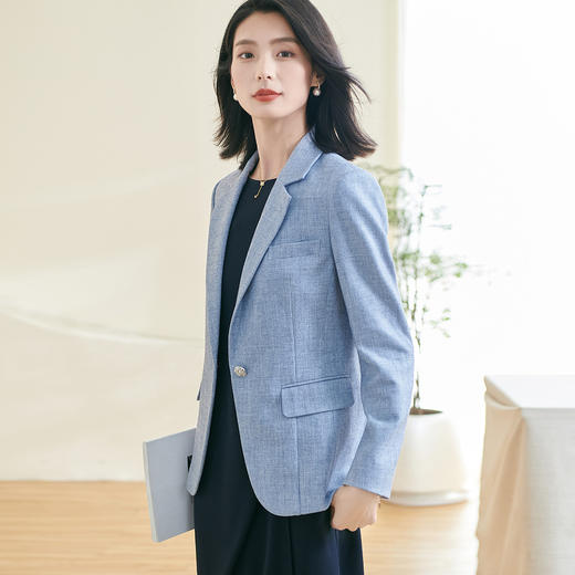 剩S 油画蓝西服外套 米思阳 一粒扣西服 2026春季新款高级感通勤百搭气质西装外套1120 商品图6