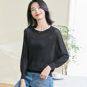 米思阳【蝙蝠袖罩衫】2026春季新款时尚气质显瘦半透针织衫空调衫0475