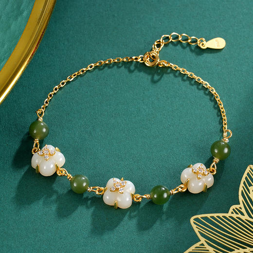 子佩集S925银【落玉盘】手链【WSE2219】和田玉镀金2401 商品图1