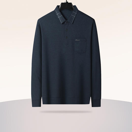 【新款DSZ】大依优型大码长袖Polo衫口袋翻领T恤加肥加大肥佬休闲商务宽松透气上衣打底 商品图0