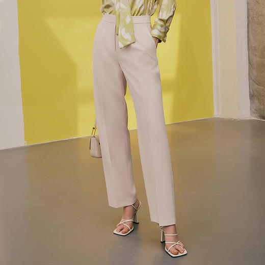 EITIE爱特爱春季新款高腰直筒西装裤舒适通勤纯色百搭裤子7305007 商品图2