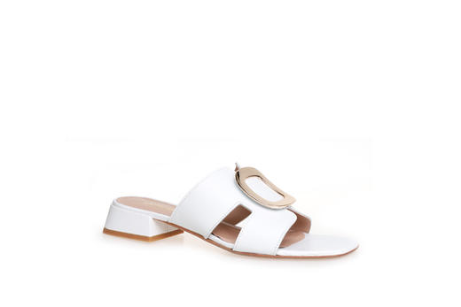 豪麟名鞋进口迪嘉女装羊皮革时尚凉拖ES1067L白色 商品图0