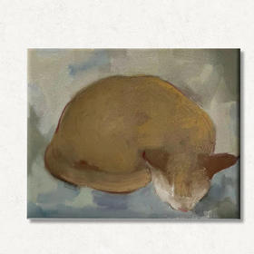 A02 孙洪敏《猫孩子》40*50CM 布面油画 手绘原作  已装框（白色木制）艺术家本人特供 仅有1张现货顺丰包邮