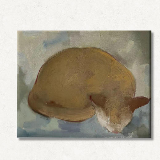 A02 孙洪敏《猫孩子》40*50CM 布面油画 手绘原作  已装框（白色木制）艺术家本人特供 仅有1张现货顺丰包邮 商品图0