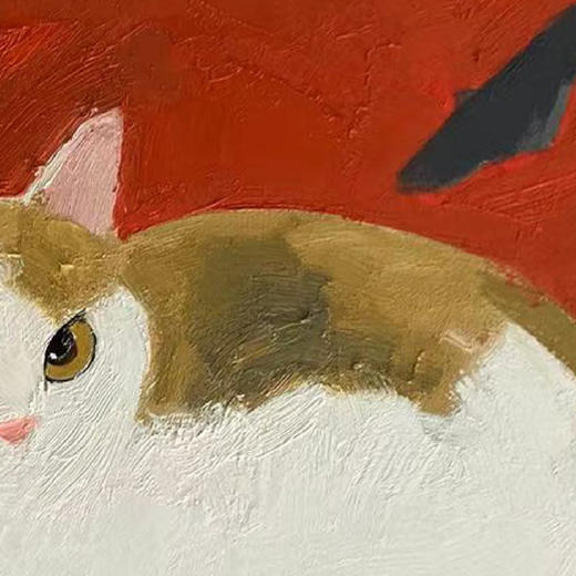A05 孙洪敏《猫孩子》40*50CM 布面油画 手绘原作  已装框（白色木制）艺术家本人特供 仅有1张现货顺丰包邮 商品图2