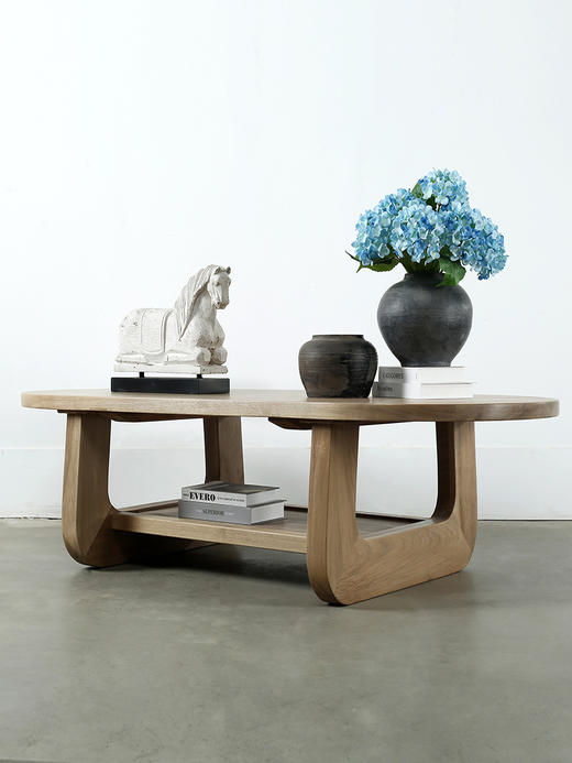 原创全实木长条核桃木椭圆形茶几茶桌咖啡台居家客厅会客沙发搭配 商品图0