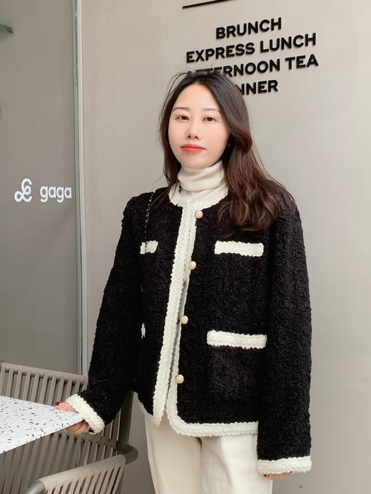 【百图lulu定制】【羊羔绒香风外套】撞色羊羔绒优雅减龄  小香风短外套  上衣 商品图10