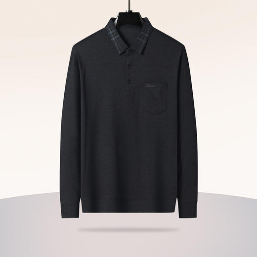 【新款DSZ】大依优型大码长袖Polo衫口袋翻领T恤加肥加大肥佬休闲商务宽松透气上衣打底 商品图1