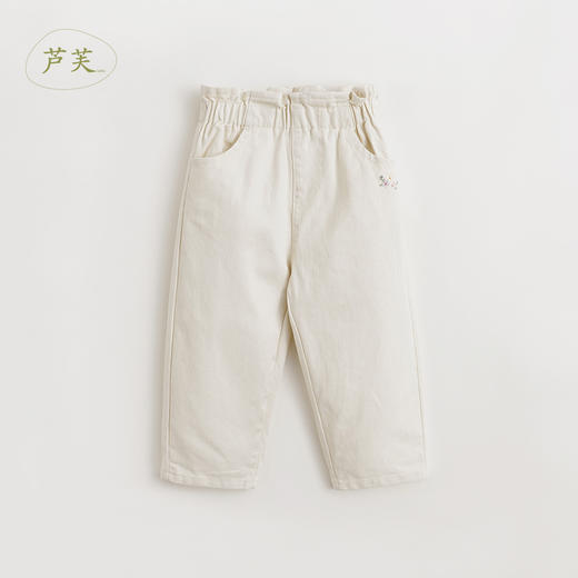 【马克珍妮 芦芙】女童纯棉小花刺绣花边腰牛仔裤240136 商品图0