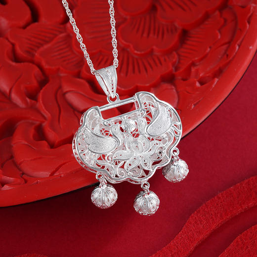 子佩集S990银【万蝶花】吊坠【QFDZ034】花丝锁(不含链)2402 商品图0