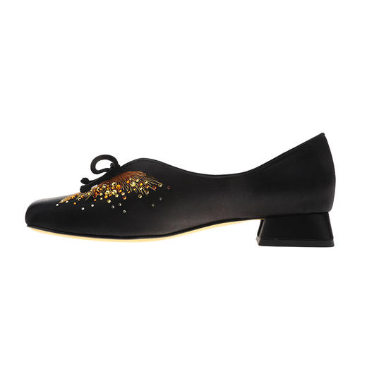 sheme新中式蝶舞飞扬系列原创设计刺绣水晶点缀优雅时尚粗跟女士单鞋可定制 商品图1