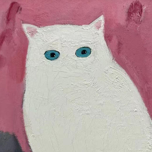 A04 孙洪敏《猫孩子》40*50CM 布面油画 手绘原作  已装框（白色木制）艺术家本人特供 仅有1张现货顺丰包邮 商品图2