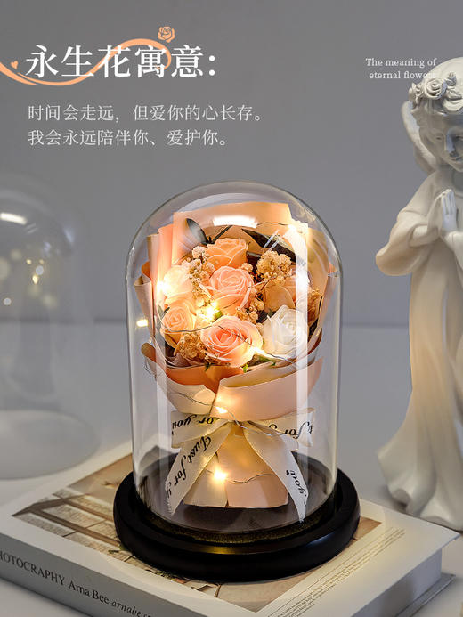 【母亲节！520情人节！永生花！浪漫不止！爱意永恒！】女神节三八节礼物！精致礼袋！浪漫灯串！一朵永不凋零的花！送她诚意满满！-FNJ2403 商品图1