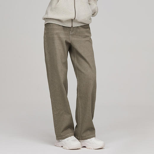 素道有机彩棉 灰色女士牛仔款 长裤脚阔腿休闲裤 宽松版 商品图1