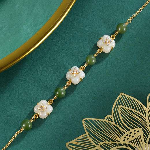 子佩集S925银【落玉盘】手链【WSE2219】和田玉镀金2401 商品图2