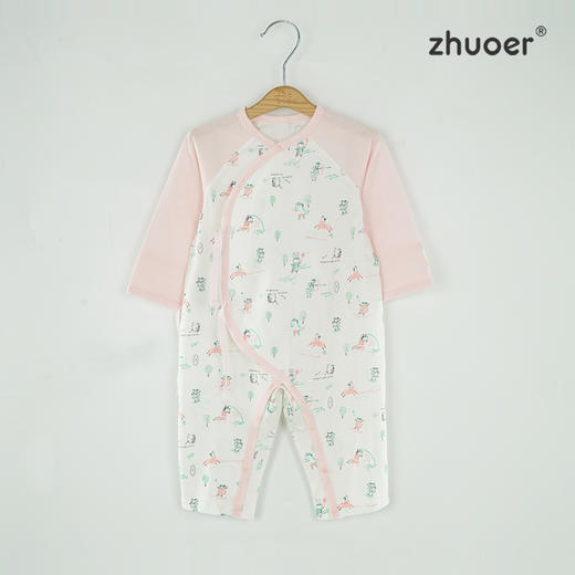 【5A抑菌连体衣】卓儿新生儿哈衣亲肤全棉长袖薄款双层护肚柔软舒适 商品图2