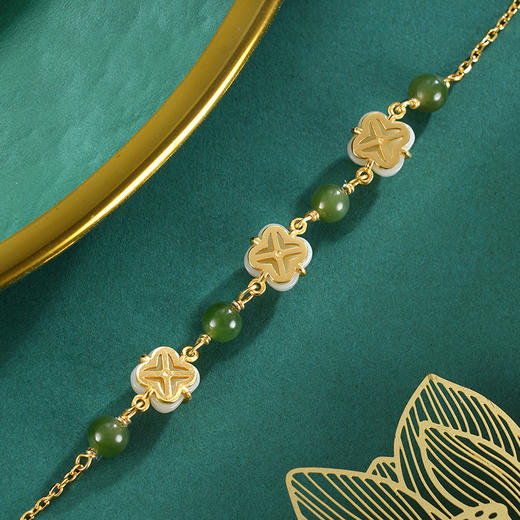 子佩集S925银【落玉盘】手链【WSE2219】和田玉镀金2401 商品图3