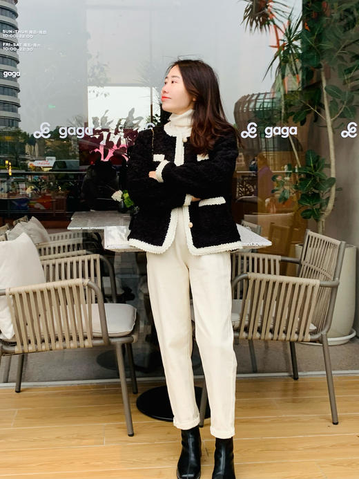 【百图lulu定制】【羊羔绒香风外套】撞色羊羔绒优雅减龄  小香风短外套  上衣 商品图7