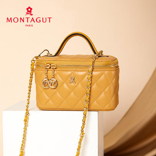 梦特娇（MONTAGUT）镜子化妆包羊皮菱格盒子链条斜挎包 商品图4