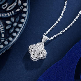 子佩集S990银【冰凤仙影】套链项链【MXTL014】花丝四叶草2402