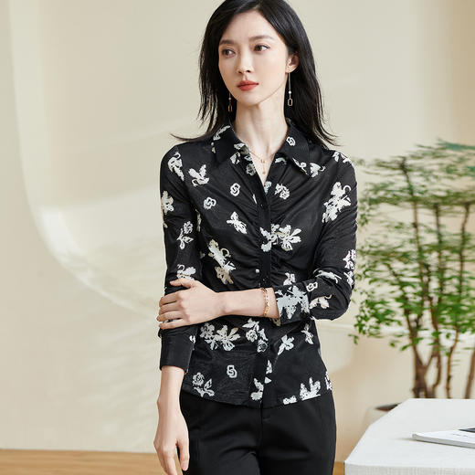 剩S 米思阳【印花衬衫】2026春季新款时尚通勤气质修身显瘦衬衣女 商品图6