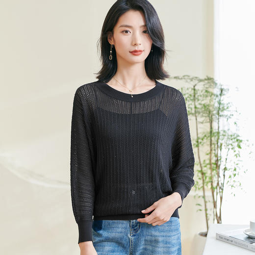 米思阳【蝙蝠袖罩衫】2026春季新款时尚气质显瘦半透针织衫空调衫0475 商品图2