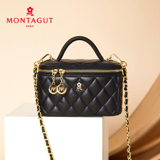 梦特娇（MONTAGUT）镜子化妆包羊皮菱格盒子链条斜挎包 商品图0