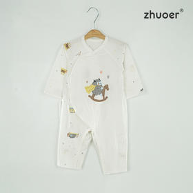 【5A抑菌连体衣】卓儿新生儿哈衣亲肤全棉长袖薄款双层护肚柔软舒适