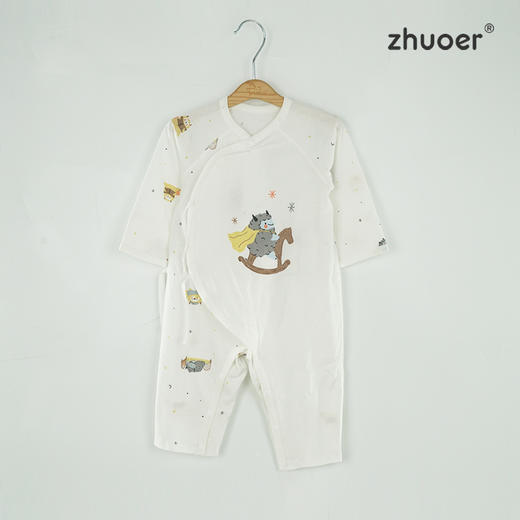 【5A抑菌连体衣】卓儿新生儿哈衣亲肤全棉长袖薄款双层护肚柔软舒适 商品图0