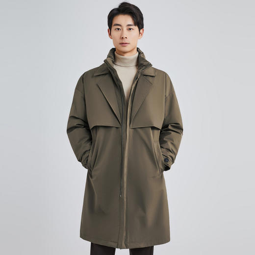 圣得西中长款风衣式立领羽绒服冬款中青年加厚防寒保暖外套2362942840 商品图1