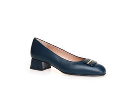 豪麟名鞋奥莱进口迪嘉女鞋皮鞋羊皮革ES1230P蓝色  原价2960元