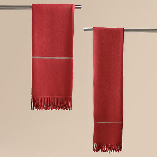 【新年红色系列羊绒围巾】羊绒世家秋冬新品100%山羊绒百搭保暖针织围巾 商品图0