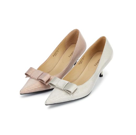 westory2024春季新款中低跟尖头蝴蝶结通勤小皮鞋W24AE57461 商品图0