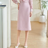 剩S/M 米思阳2026春季新款气质简约粉色半身裙修身开叉弹力一步裙女0442 商品缩略图1
