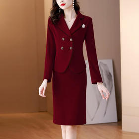 AHM-新款气质女神范高级感时尚西装领包臀裙职业工作服两件套