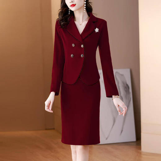 AHM-新款气质女神范高级感时尚西装领包臀裙职业工作服两件套 商品图0