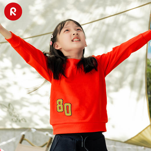 reima男女儿童卫衣大童2024春季新款红色保暖针织套头长袖上衣 商品图0