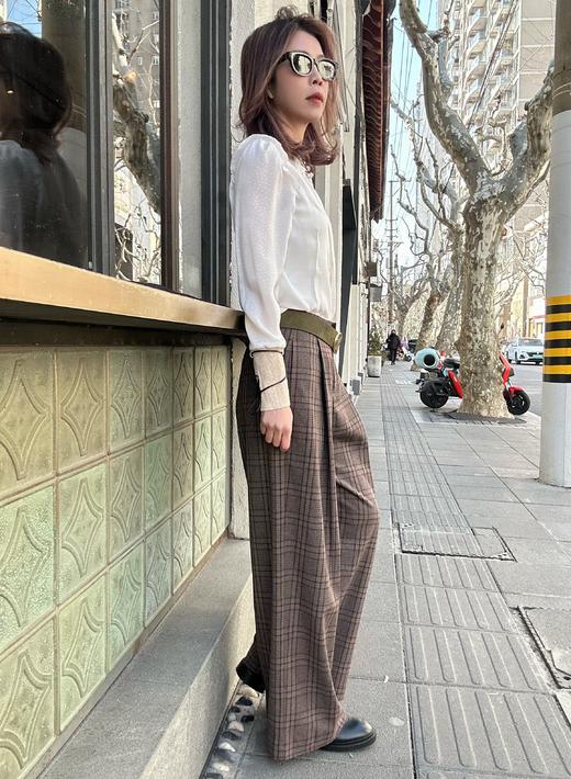 TYNVIE 经典阔腿裤-格纹 商品图1