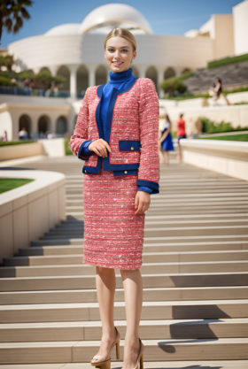 撞色包小香风半裙