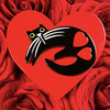 北京仓｜Bijoux Pavone-Cat on Scarlet Red Heart-心里有小黑猫 红色 胸针［法国设计师］ 商品缩略图0
