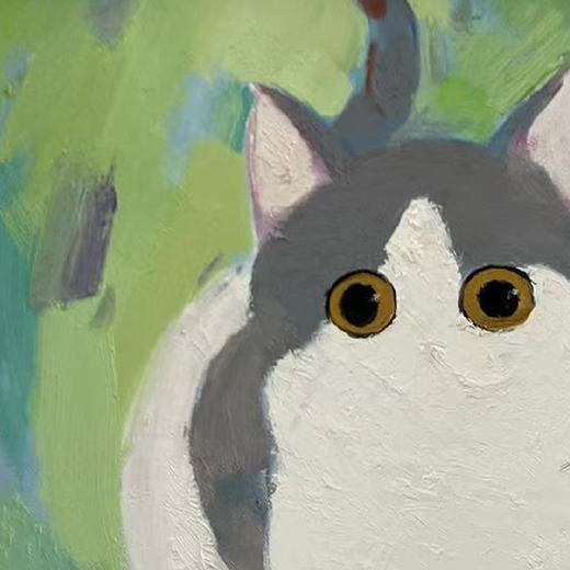 A20 孙洪敏《猫孩子》40*50CM 布面油画 手绘原作  已装框（白色木制）艺术家本人特供 仅有1张现货顺丰包邮 商品图2