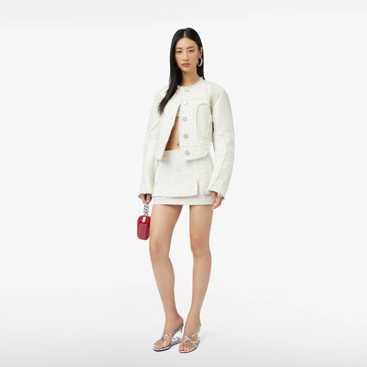 GCDS 女士花呢皮革迷你裙 米色 A1OW3201TA215 商品图3