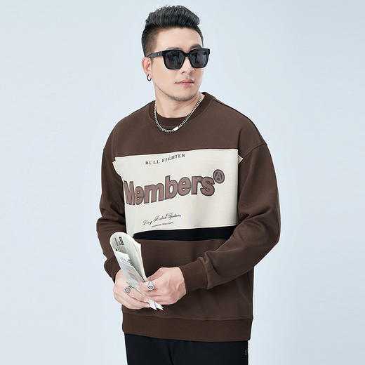 【新款DMH】大依优型大码圆领印花卫衣长袖弹力加肥加大胖子上衣男士T恤肥佬打底男装 商品图2