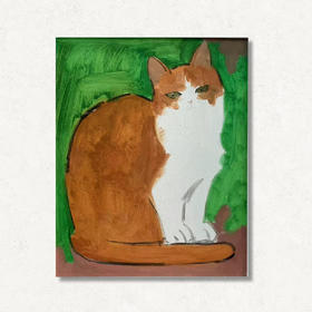 A08 孙洪敏《猫孩子》40*50CM 布面油画 手绘原作  已装框（白色木制）艺术家本人特供 仅有1张现货顺丰包邮