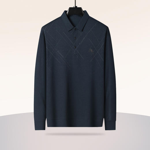 【新款DSZ】大依优型大码长袖Polo衫翻领T恤加肥加大肥佬休闲商务宽松透气上衣打底 商品图1