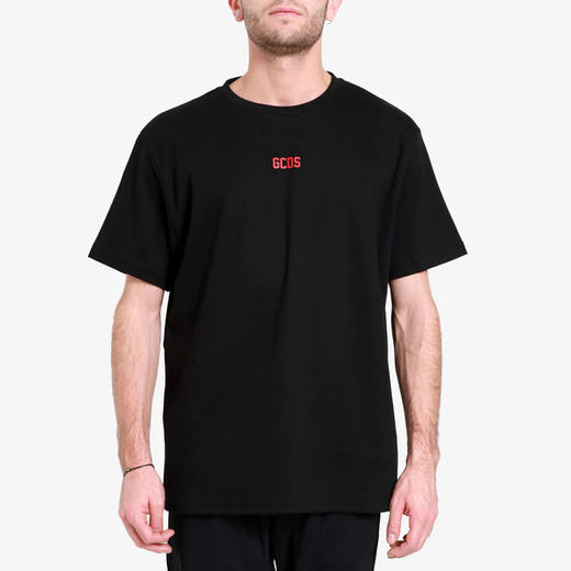 GCDS 男士棉质字母徽标刺绣圆领短袖T恤 黑色 A1OM2312JA499 商品图1