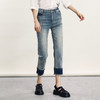 谜底特色直筒牛仔裤2024春新款复古高腰百搭拼色八分裤241MK0001 商品缩略图1